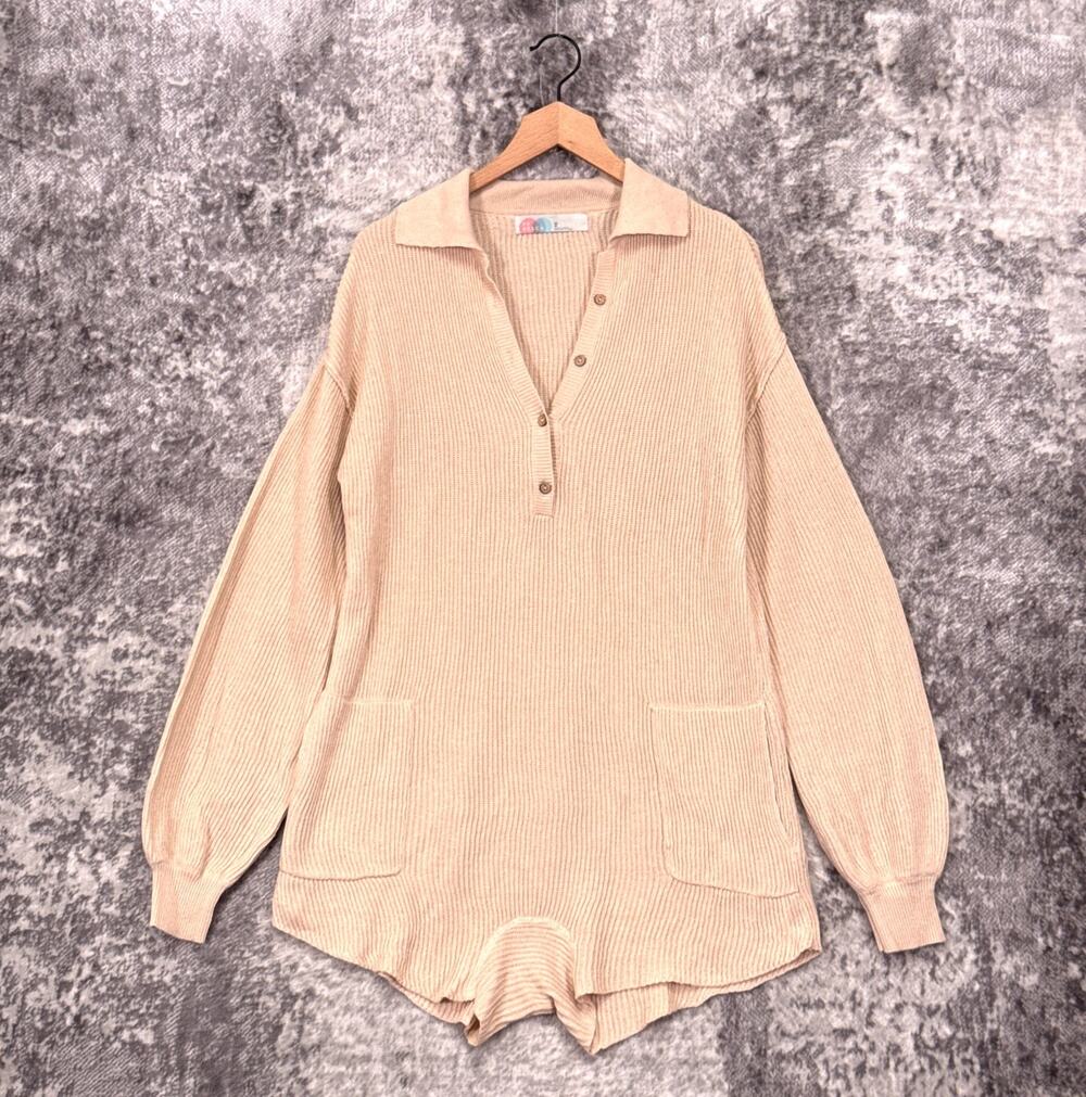 Free People Picnic Romper XS Womens Sweater Knit Collared